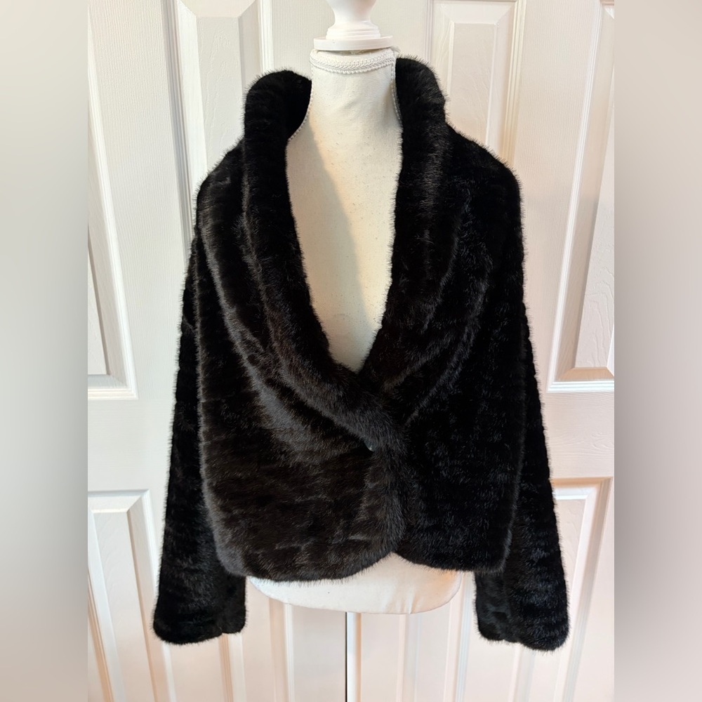 Dolce Cabo Black Faux Mink Jacket Size M
